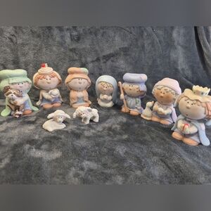 Bumpkins Nativity Set of 9 Porcelain Figures Christmas Crèche Fabrizio 1984